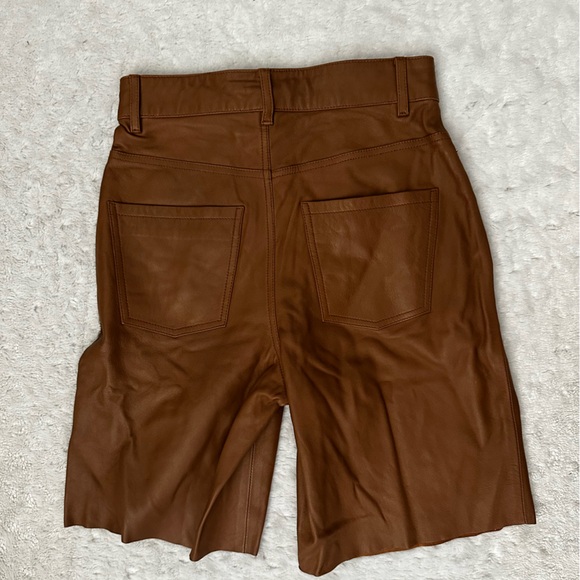 NWOT- Frame 100% Lamb Leather Bermuda Shorts - Picture 9 of 16
